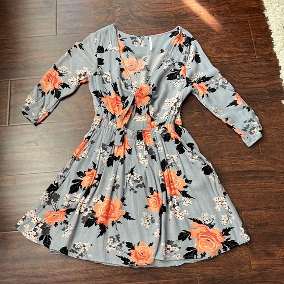 Free People Open Front Tie Floral Print Minidress - Picture 7 of 9